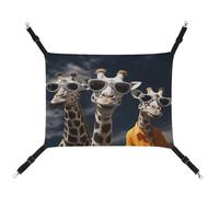 YJWANDL Comfortable Pet Hammock, Three Giraffes Wearing Sunglasses Print Cat Hammock Space-Saving Canvas Bed for Small Dogs and Cats, Easy to Install and Portable