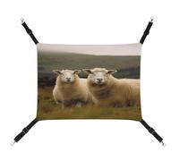 YJWANDL Comfortable Pet Hammock, Two White Sheep Print Cat Hammock Space-Saving Canvas Bed for Small Dogs and Cats, Easy to Install and Portable