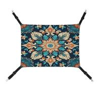 YJWANDL Comfortable Pet Hammock, Vintage Mandala Flowers1 Print Cat Hammock Space-Saving Canvas Bed for Small Dogs and Cats, Easy to Install and Portable