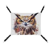YJWANDL Comfortable Pet Hammock, Watercolor Cool Owl Head Print Cat Hammock Space-Saving Canvas Bed for Small Dogs and Cats, Easy to Install and Portable