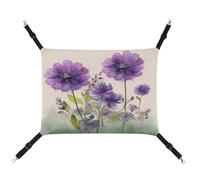 YJWANDL Comfortable Pet Hammock, Watercolor Style Purple Flowers Print Cat Hammock Space-Saving Canvas Bed for Small Dogs and Cats, Easy to Install and Portable