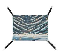 YJWANDL Comfortable Pet Hammock, Winter Pine Plants Print Cat Hammock Space-Saving Canvas Bed for Small Dogs and Cats, Easy to Install and Portable