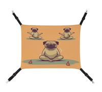 YJWANDL Comfortable Pet Hammock, Yoga Pug Print Cat Hammock Space-Saving Canvas Bed for Small Dogs and Cats, Easy to Install and Portable