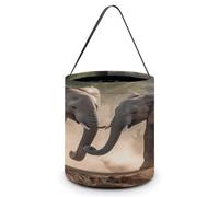 YJWANDL Halloween Tote Candy Bags, Two Elephants Playing Print Foldable And Lightweight Trick Or Treat Bags Lightweight Candy Bags, Black, One Size