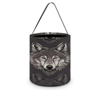 YJWANDL Halloween Tote Candy Bags, Wolf Head Pattern Print Foldable And Lightweight Trick Or Treat Bags Lightweight Candy Bags, Black, One Size