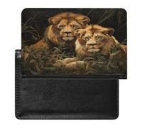 YJWANDL Passport Protector, Two Lions Print Travel Passport Holder Passport Case Passport Sleeve Passport Cover with Pockets, style, style, One Size, Minimalist