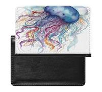 YJWANDL Passport Protector, Watercolor Jellyfish Print Travel Passport Holder Passport Case Passport Sleeve Passport Cover with Pockets, style, style, One Size, Minimalist
