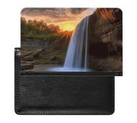 YJWANDL Passport Protector, Waterfall at Sunset Print Travel Passport Holder Passport Case Passport Sleeve Passport Cover with Pockets, style, style, One Size, Minimalist