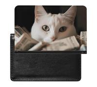 YJWANDL Passport Protector, White Cat And Pile of Dollars Print Travel Passport Holder Passport Case Passport Sleeve Passport Cover with Pockets, style, style, One Size, Minimalist