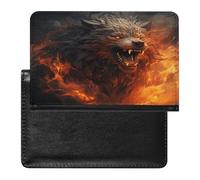 YJWANDL Passport Protector, Wild Wolf in The Fire Print Travel Passport Holder Passport Case Passport Sleeve Passport Cover with Pockets, style, style, One Size, Minimalist
