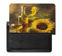YJWANDL Passport Protector, Wine with Yellow Sunflower Print Travel Passport Holder Passport Case Passport Sleeve Passport Cover with Pockets, style, style, One Size, Minimalist