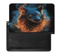 YJWANDL Passport Protector, Wolf Head in Blue Flames Print Travel Passport Holder Passport Case Passport Sleeve Passport Cover with Pockets, style, style, One Size, Minimalist