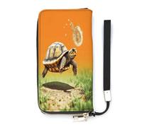 YJWANDL Pu Leather Wallet, Tortoise Turtle Jumping Print Long Wallet for Women Handheld Clutch Wallet Women's Card Holder Wallet, style, 20x10.5cm, Modern