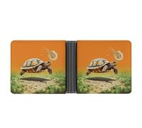 YJWANDL PU Leather Wallet, Tortoise Turtle Jumping Print Wallet with Multiple Slots Bifold Wallet Travel Wallet Modern Wallet Elegant Wallet, style, One Size, Minimalist