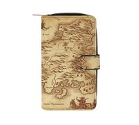YJWANDL PU Leather Wallet, Treasure Map Vintage Print Wallet with Multiple Slots Bifold Wallet Travel Wallet Modern Wallet Elegant Wallet, style, 19.7x11x3.5cm, Minimalist