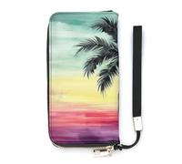 YJWANDL Pu Leather Wallet, Tropical Palm Tree Print Long Wallet for Women Handheld Clutch Wallet Women's Card Holder Wallet, style, 20x10.5cm, Modern