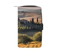 YJWANDL PU Leather Wallet, Tuscany Landscape Tree Scenery Farm Print Wallet with Multiple Slots Bifold Wallet Travel Wallet Modern Wallet Elegant Wallet, style, 19.7x11x3.5cm, Minimalist