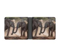 YJWANDL PU Leather Wallet, Two Elephants Playing Print Wallet with Multiple Slots Bifold Wallet Travel Wallet Modern Wallet Elegant Wallet, style, One Size, Minimalist