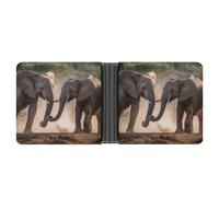 YJWANDL PU Leather Wallet, Two Elephants Playing Print Wallet with Multiple Slots Bifold Wallet Travel Wallet Modern Wallet Elegant Wallet, style, One Size, Minimalist