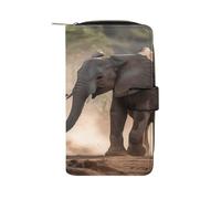 YJWANDL PU Leather Wallet, Two Elephants Playing Print Wallet with Multiple Slots Bifold Wallet Travel Wallet Modern Wallet Elegant Wallet, style, 19.7x11x3.5cm, Minimalist