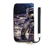 YJWANDL Pu Leather Wallet, US Astronaut Travel Moon Print Long Wallet for Women Handheld Clutch Wallet Women's Card Holder Wallet, style, 20x10.5cm, Modern