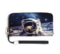 YJWANDL Pu Leather Wallet, US Astronaut Travel Moon Print Long Wallet for Women Handheld Clutch Wallet Women's Card Holder Wallet, style, 20.0*10.5cm, Modern