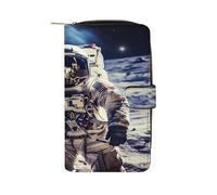 YJWANDL PU Leather Wallet, US Astronaut Travel Moon Print Wallet with Multiple Slots Bifold Wallet Travel Wallet Modern Wallet Elegant Wallet, style, 19.7x11x3.5cm, Minimalist