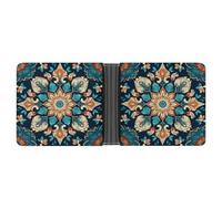 YJWANDL PU Leather Wallet, Vintage Mandala Flowers Print Wallet with Multiple Slots Bifold Wallet Travel Wallet Modern Wallet Elegant Wallet, style, One Size, Minimalist