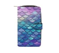 YJWANDL PU Leather Wallet, Water Lily Mermaid Scales Print Wallet with Multiple Slots Bifold Wallet Travel Wallet Modern Wallet Elegant Wallet, style, 19.7x11x3.5cm, Minimalist