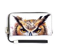 YJWANDL Pu Leather Wallet, Watercolor Cool Owl Head Print Long Wallet for Women Handheld Clutch Wallet Women's Card Holder Wallet, style, 20.0*10.5cm, Modern