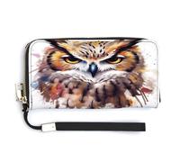 YJWANDL Pu Leather Wallet, Watercolor Cool Owl Head Print Long Wallet for Women Handheld Clutch Wallet Women's Card Holder Wallet, style, 20.0*10.5cm, Modern