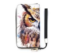 YJWANDL Pu Leather Wallet, Watercolor Cool Owl Head Print Long Wallet for Women Handheld Clutch Wallet Women's Card Holder Wallet, style, 20x10.5cm, Modern