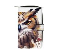 YJWANDL PU Leather Wallet, Watercolor Cool Owl Head Print Wallet with Multiple Slots Bifold Wallet Travel Wallet Modern Wallet Elegant Wallet, style, 19.7x11x3.5cm, Minimalist
