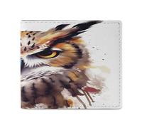 YJWANDL PU Leather Wallet, Watercolor Cool Owl Head Print Wallet with Multiple Slots Bifold Wallet Travel Wallet Modern Wallet Elegant Wallet, style, One Size, Minimalist