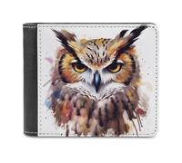 YJWANDL PU Leather Wallet, Watercolor Cool Owl Head Print Wallet with Multiple Slots Bifold Wallet Travel Wallet Modern Wallet Elegant Wallet, style, One Size, Minimalist
