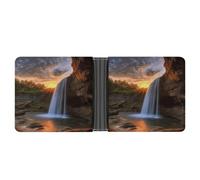 YJWANDL PU Leather Wallet, Waterfall at Sunset Print Wallet with Multiple Slots Bifold Wallet Travel Wallet Modern Wallet Elegant Wallet, style, One Size, Minimalist