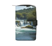 YJWANDL PU Leather Wallet, Waterfalls on Krka River Print Wallet with Multiple Slots Bifold Wallet Travel Wallet Modern Wallet Elegant Wallet, style, 19.7x11x3.5cm, Minimalist