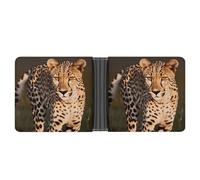 YJWANDL PU Leather Wallet, Wild Cheetah Print Wallet with Multiple Slots Bifold Wallet Travel Wallet Modern Wallet Elegant Wallet, style, One Size, Minimalist