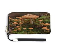 YJWANDL Pu Leather Wallet, Wild Mushroom Print Long Wallet for Women Handheld Clutch Wallet Women's Card Holder Wallet, style, 20.0*10.5cm, Modern