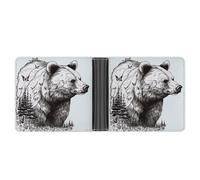 YJWANDL PU Leather Wallet, Wildlife Hand Drawn Bear Animal Print Wallet with Multiple Slots Bifold Wallet Travel Wallet Modern Wallet Elegant Wallet, style, One Size, Minimalist