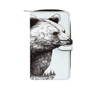 YJWANDL PU Leather Wallet, Wildlife Hand Drawn Bear Animal Print Wallet with Multiple Slots Bifold Wallet Travel Wallet Modern Wallet Elegant Wallet, style, 19.7x11x3.5cm, Minimalist