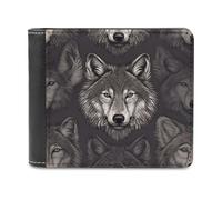 YJWANDL PU Leather Wallet, Wolf Head Pattern Print Wallet with Multiple Slots Bifold Wallet Travel Wallet Modern Wallet Elegant Wallet, style, One Size, Minimalist