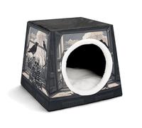 YJWANDL Space Capsule Pet Bed for Cats and Small Dogs, A Raven on The Windowsill Print Portable Pet Bed Small Pet Bed Cozy and Machine Washable Pet Nest