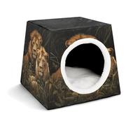 YJWANDL Space Capsule Pet Bed for Cats and Small Dogs, Two Lions Print Portable Pet Bed Small Pet Bed Cozy and Machine Washable Pet Nest