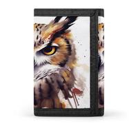 YJWANDL Trifold Wallet, Watercolor Cool Owl Head Print Wallet with Multiple Slots Casual Wallet Travel Wallet Modern Wallet Elegant Wallet, style, One Size, Minimalist