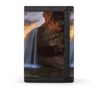 YJWANDL Trifold Wallet, Waterfall at Sunset Print Wallet with Multiple Slots Casual Wallet Travel Wallet Modern Wallet Elegant Wallet, style, One Size, Minimalist