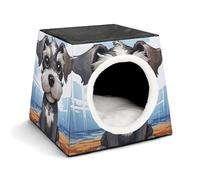 YJWANDO Capsule Pet Nest, Adorable Schnauzer Print Cozy Space Capsule Design Pet Bed Capsule Pet Bed Small Pet Bed Ideal for Small Cats and Dogs