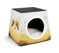 YJWANDO Capsule Pet Nest, Bee Love Honey Print Cozy Space Capsule Design Pet Bed Capsule Pet Bed Small Pet Bed Ideal for Small Cats and Dogs
