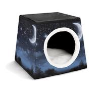 YJWANDO Capsule Pet Nest, Nightsky Hanging Moon Print Cozy Space Capsule Design Pet Bed Capsule Pet Bed Small Pet Bed Ideal for Small Cats and Dogs