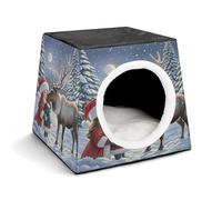 YJWANDO Capsule Pet Nest, Snowy Night Adventure Print Cozy Space Capsule Design Pet Bed Capsule Pet Bed Small Pet Bed Ideal for Small Cats and Dogs